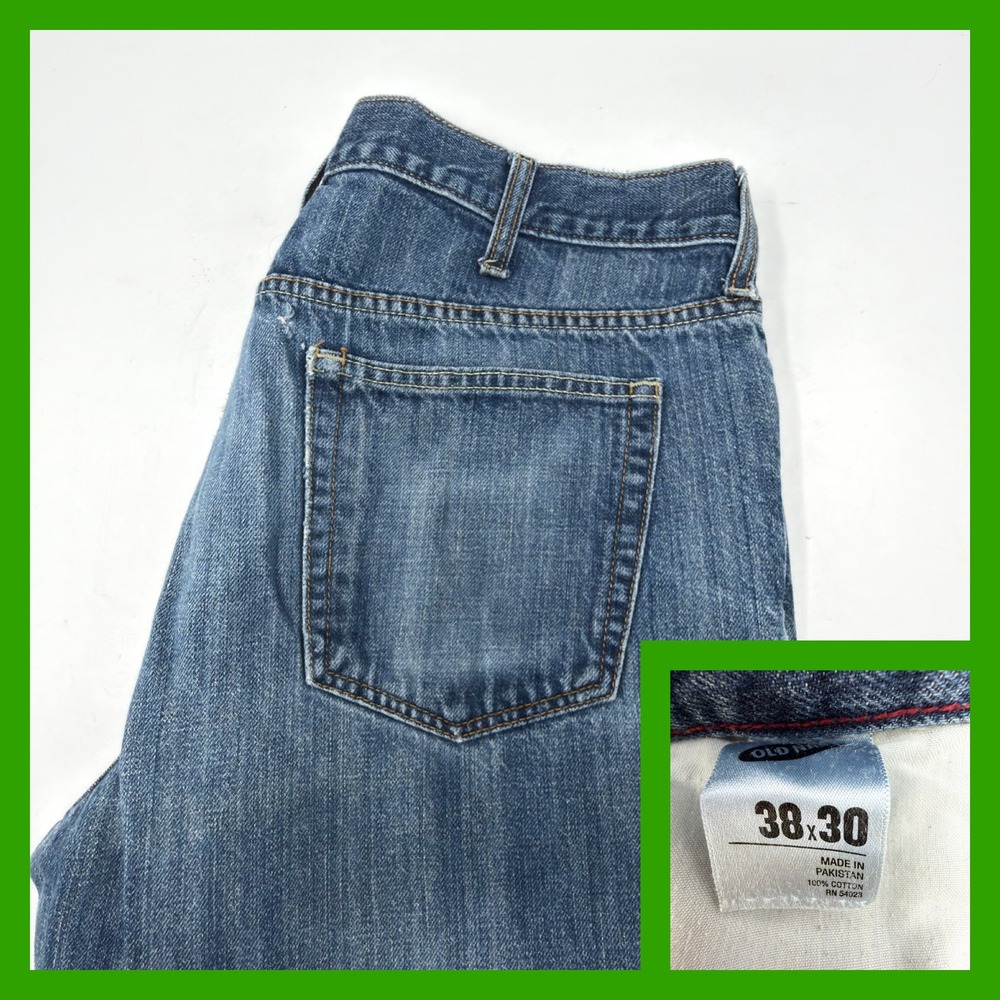Old Navy Straight Leg Jeans Mens 38x30 Blue Medium Wash Denim Y2K 2009 Vintage
